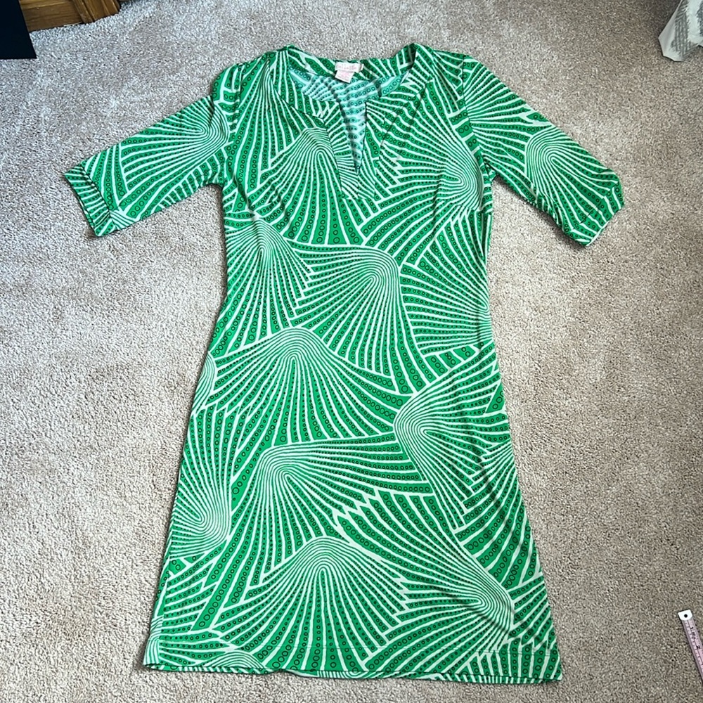Collette Green Retro Print Dress Size XS